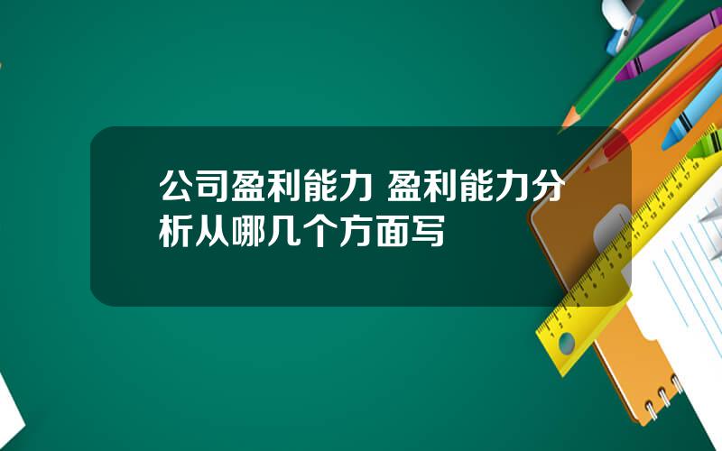 公司盈利能力 盈利能力分析从哪几个方面写